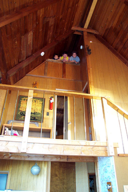 Beach house interior, looking up